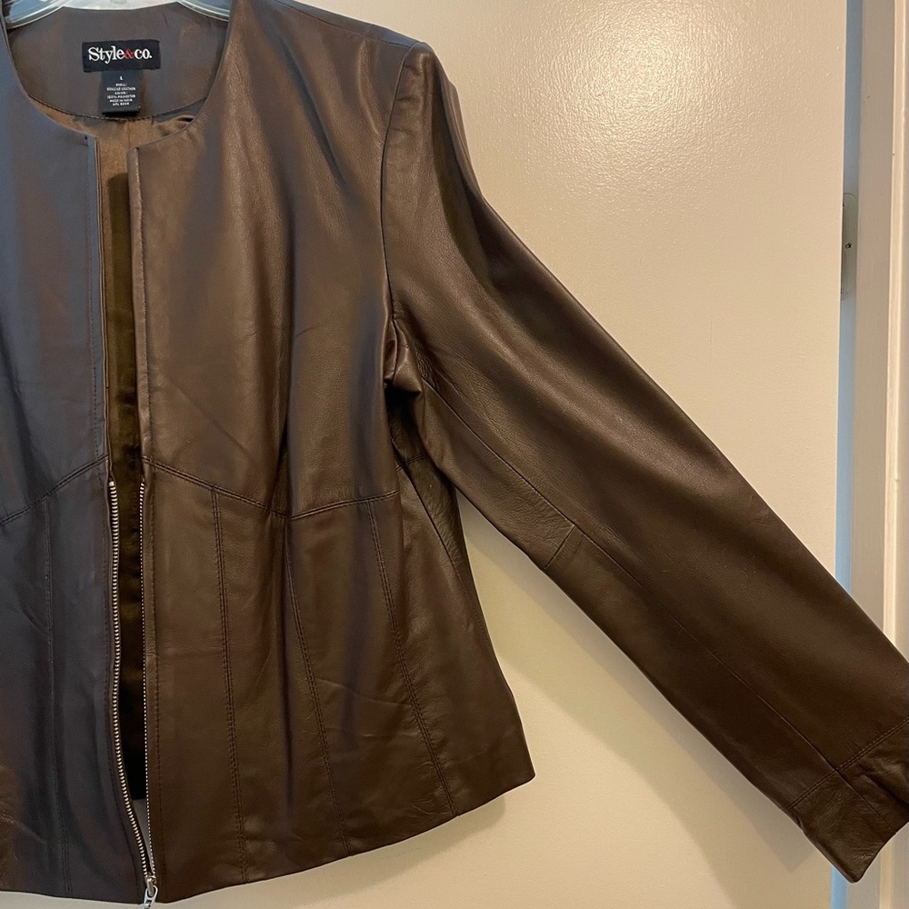 Style & Co Leather Jacket - Picture 6 of 8